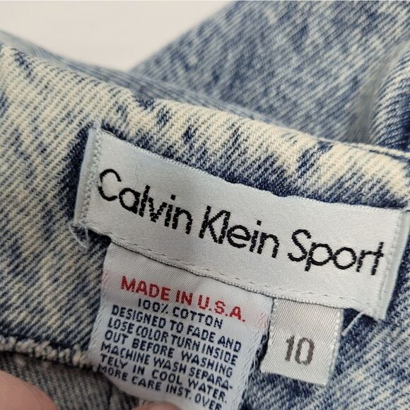 VINTAGE 80s acid washed denim high waist jean mini skirt Calvin Klein S/M - Picture 5 of 11